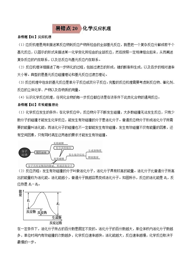 高考化学二轮复习易错题易错点20 化学反应机理（解析版）第1页