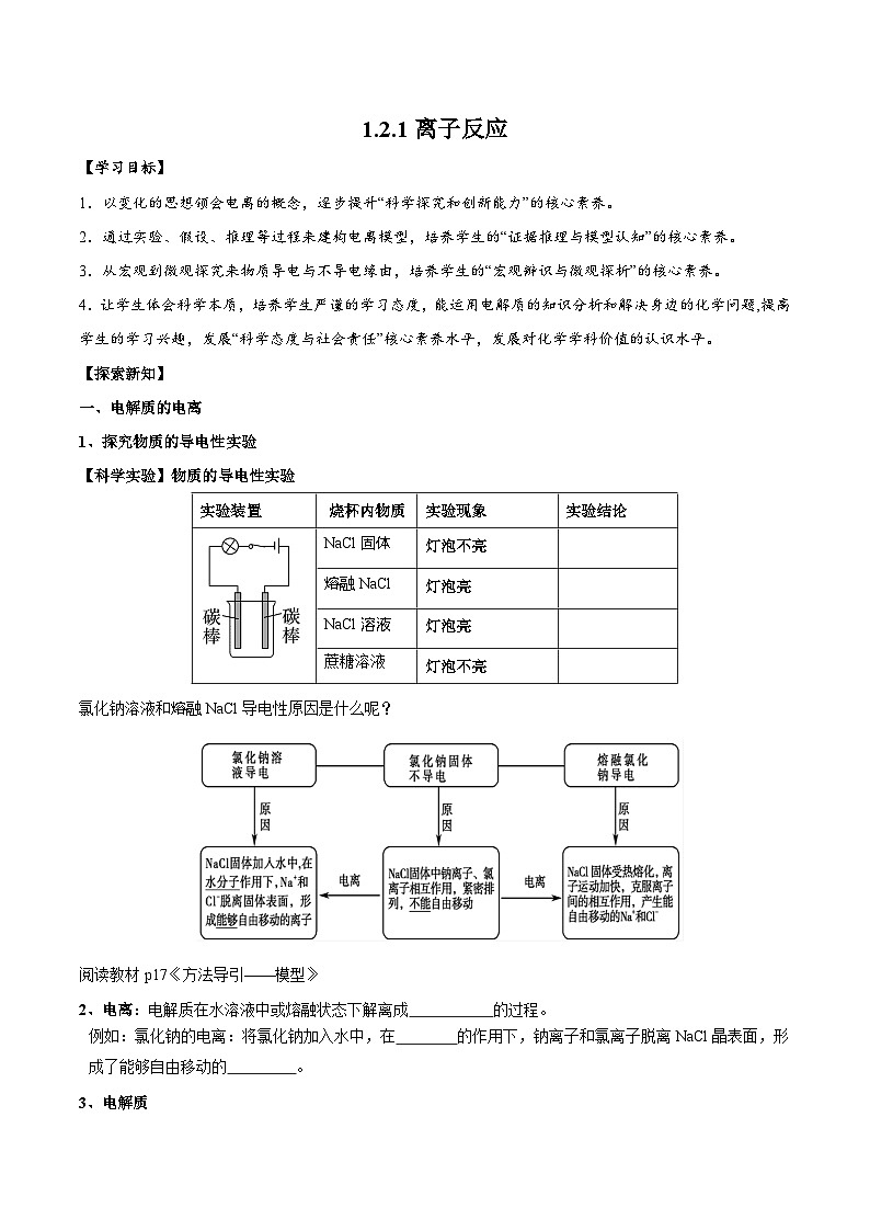 1.2.1 电解质的电离（讲义）（原卷版）第1页