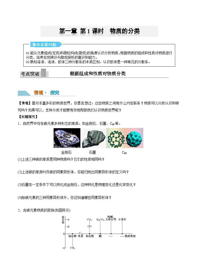 第一章第1课时 物质的分类-2024-2025学年高一化学同步讲义（人教版2019必修第一册）01