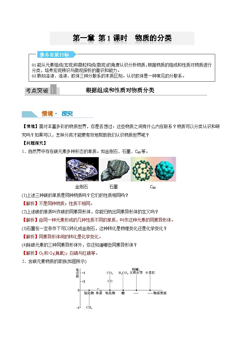 第一章第1课时 物质的分类-2024-2025学年高一化学同步讲义（人教版2019必修第一册）01