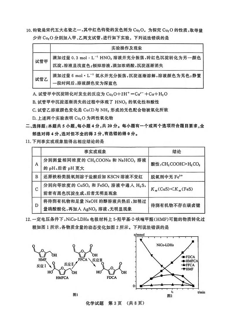 化学丨山东省济南市2025届高三九月摸底考试（暨开学考）化学试卷及答案第3页
