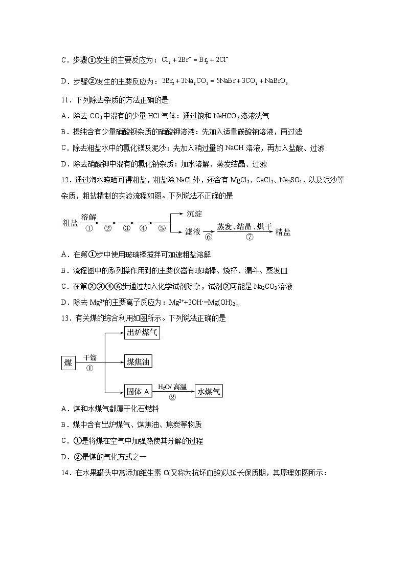 高中化学人教版2019必修第二册第八章化学与可持续发展（B卷能力提升练）-【单元测试】含解析第3页