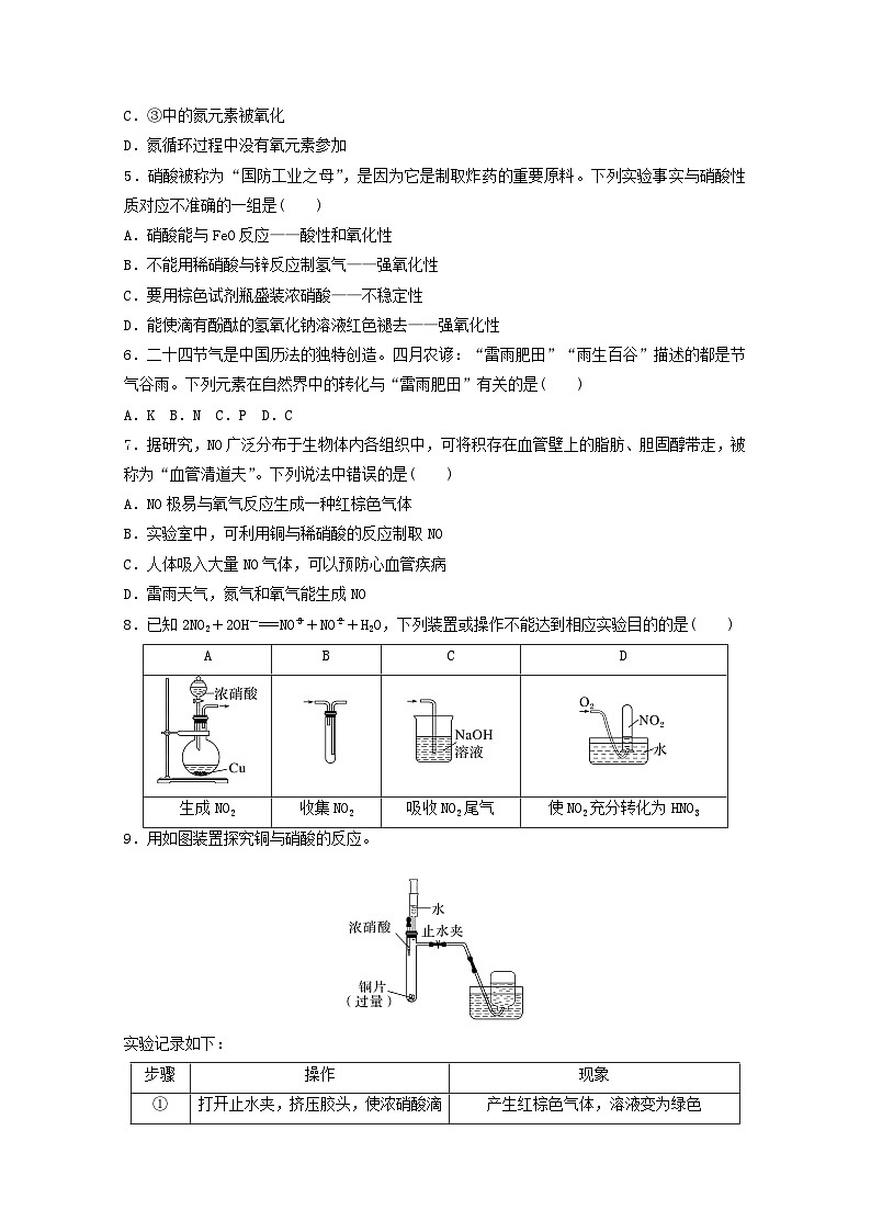 2025届高三化学一轮复习课时小练：氮及其氧化物　硝酸第2页