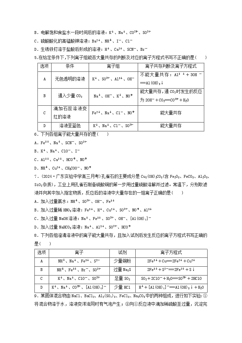 2025届高三化学一轮复习课时小练：离子共存、离子检验与推断第2页