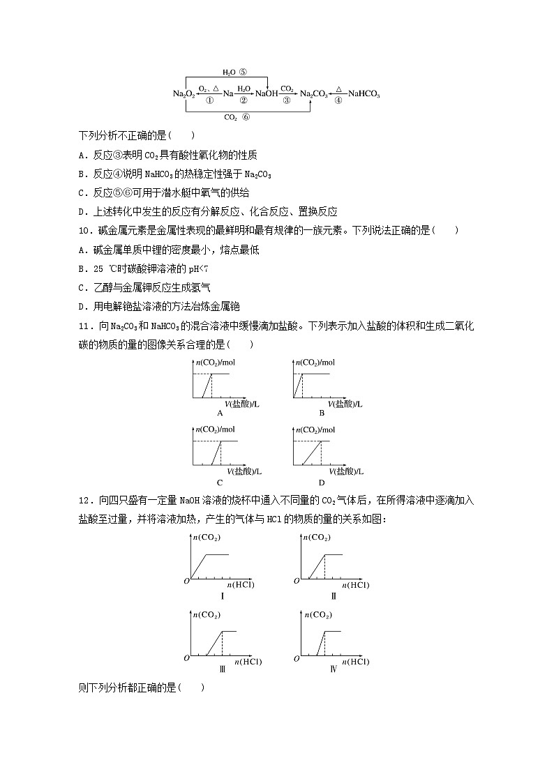 2025届高三化学一轮复习课时小练：碳酸钠和碳酸氢钠　碱金属第3页