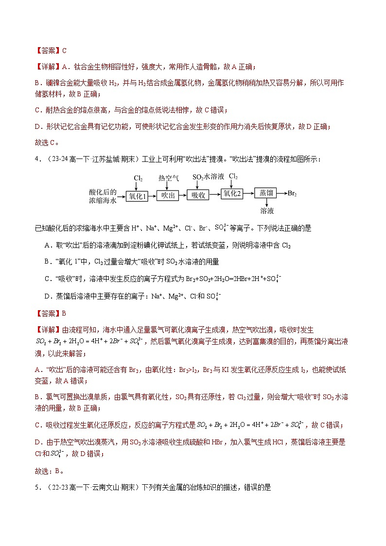 必刷题11 化学与可持续发展-高一化学下学期期末复习（人教版2019必修第二册）02