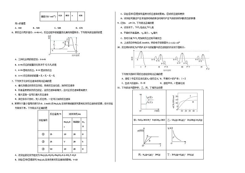 新高考通用高中化学高二上学期第一次月考试卷（“15+4”，人教版2019选修1第1章~第2章第2节）含答案解析02