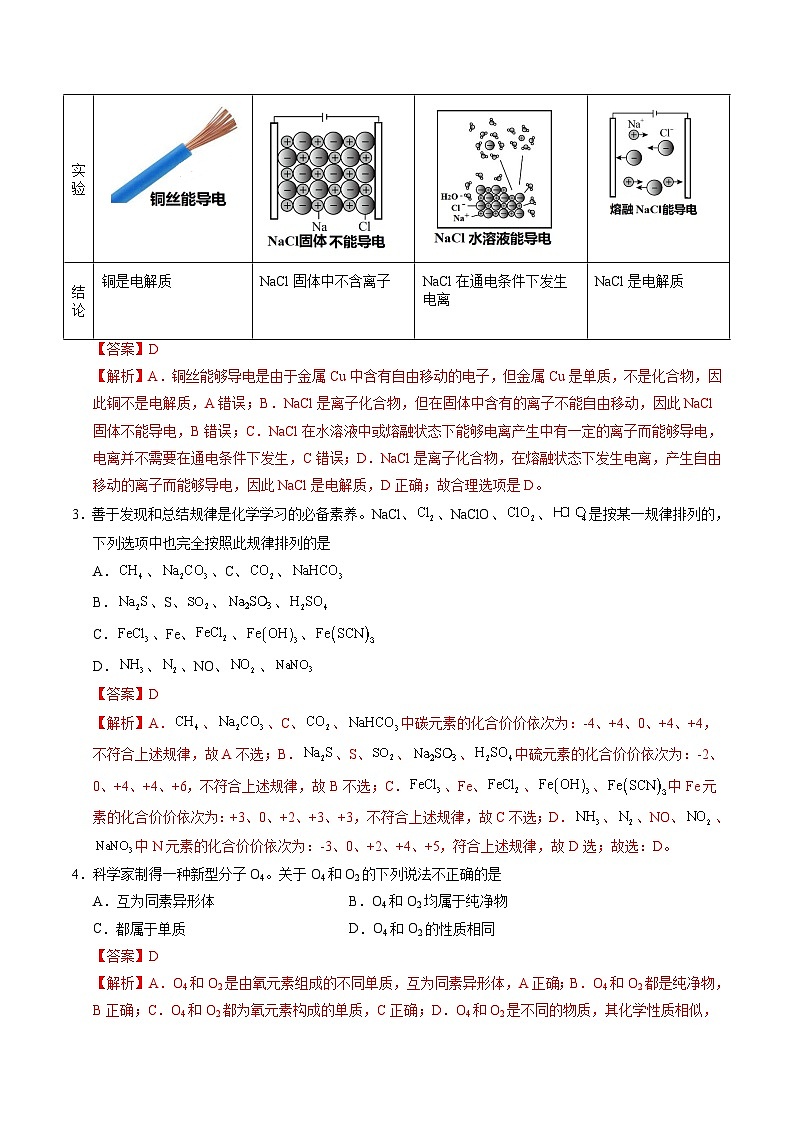 高一化学第一次月考卷（全解全析）第2页