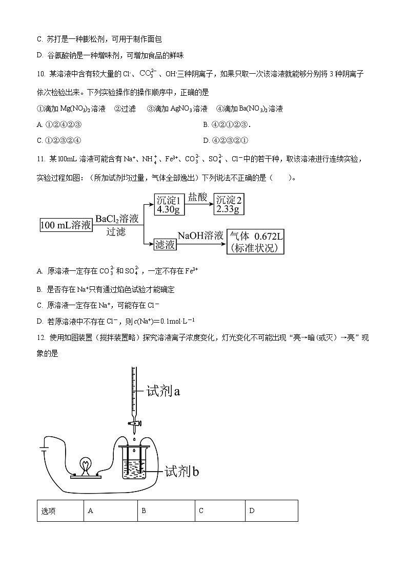 四川省自贡市旭川中学2024-2025学年高三上学期开学考试化学试题 Word版无答案第3页