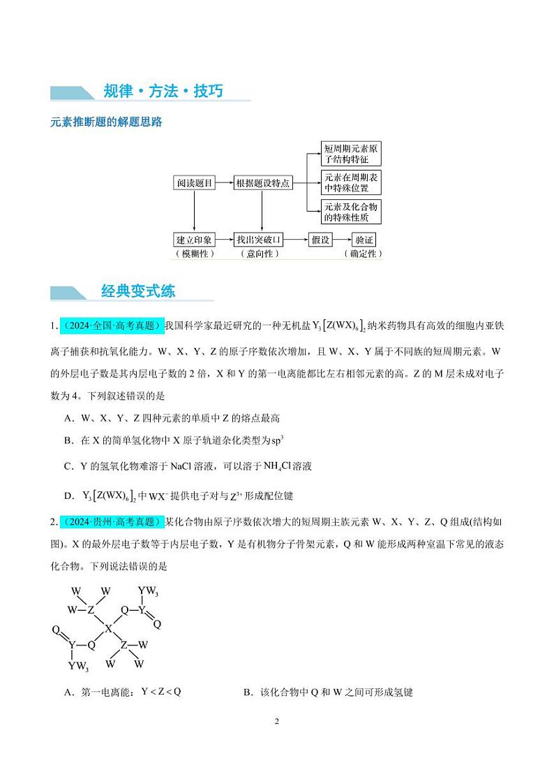 元素推断的破解学案--2025年高考化学微专题02