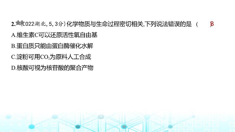 新高考化学复习专题一0五生命活动的物质基础有机合成练习课件第3页