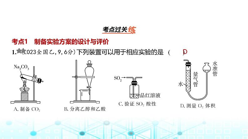 新高考化学复习专题一0七实验方案的设计和评价练习课件第2页