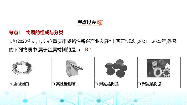 新高考化学复习专题一物质的分类及转化练习课件02