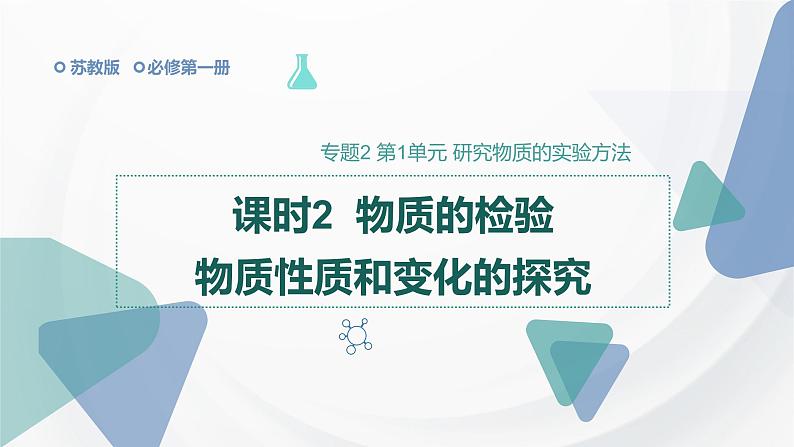 2.1 课时2 物质的检验 物质性质和变化的探究  课件 2024-2025学年高一化学苏教版（2019）必修第一册第1页