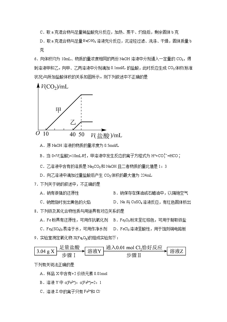 高中化学一轮备考·模块测试（2025届）模块三金属及其化合物（A卷）试题02