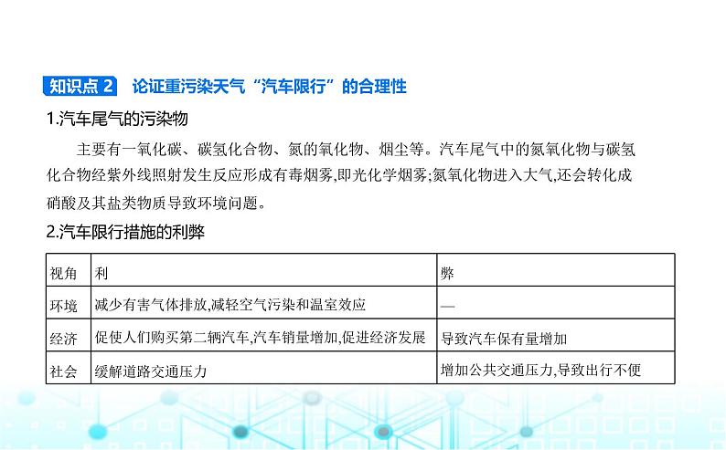 鲁科版高中化学必修第一册第3章第3章物质的性质与转化微项目论证重污染天气“汽车限行”的合理性课件02