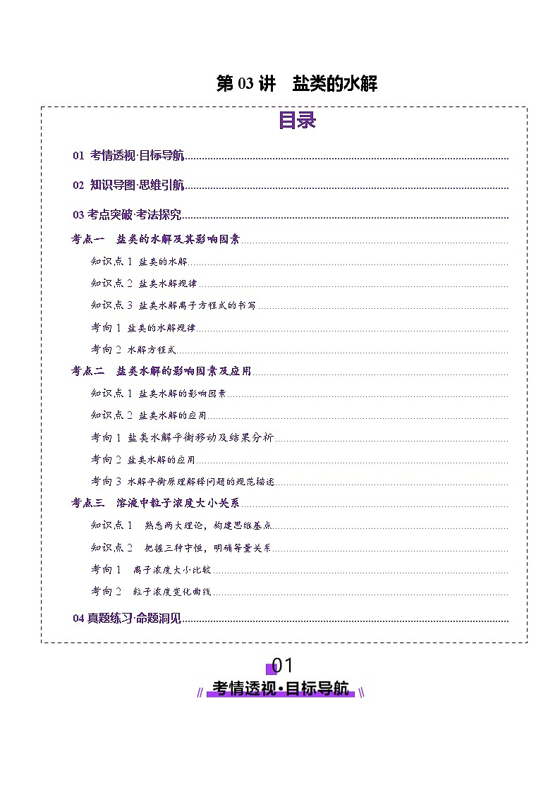第03讲 盐类的水解（讲义）（含答案） 2025年高考化学一轮复习讲练测（新教材新高考）01