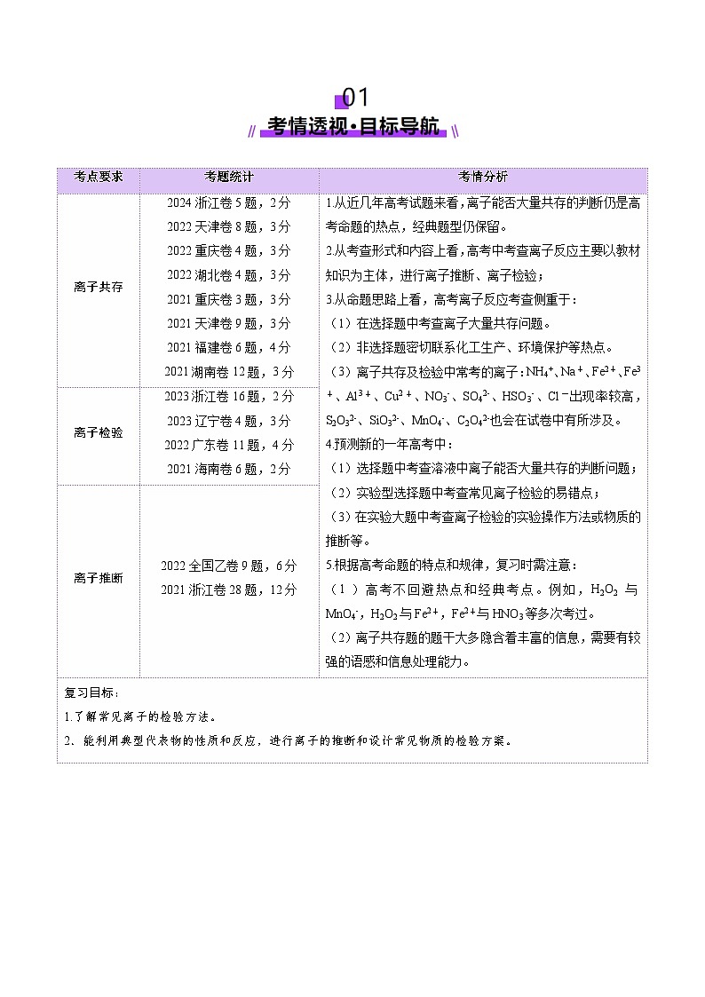 第03讲 离子共存、离子的检验与推断（讲义）（教师版） 2025年高考化学一轮复习讲练测（新教材新高考）第2页