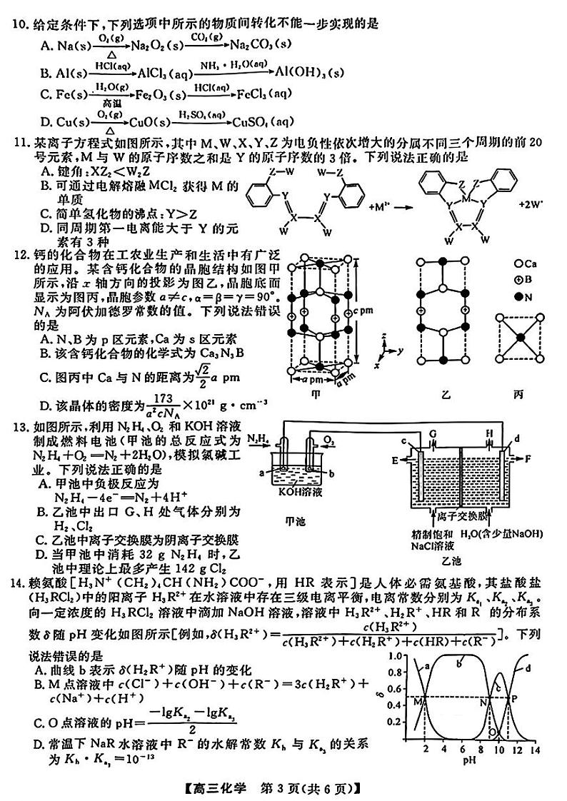 金科大联考2025届高三上学期9月质量检测化学试题（扫描版附解析）03