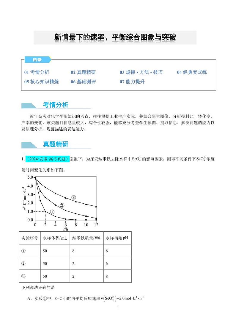 新情景下的速率、平衡综合图象与突破（原卷版）第1页