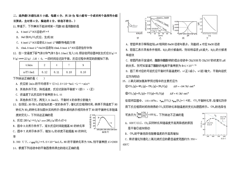 山东省淄博市高青县第一中学（二部）2024-2025学年高二上学期10月份月考 化学试题03