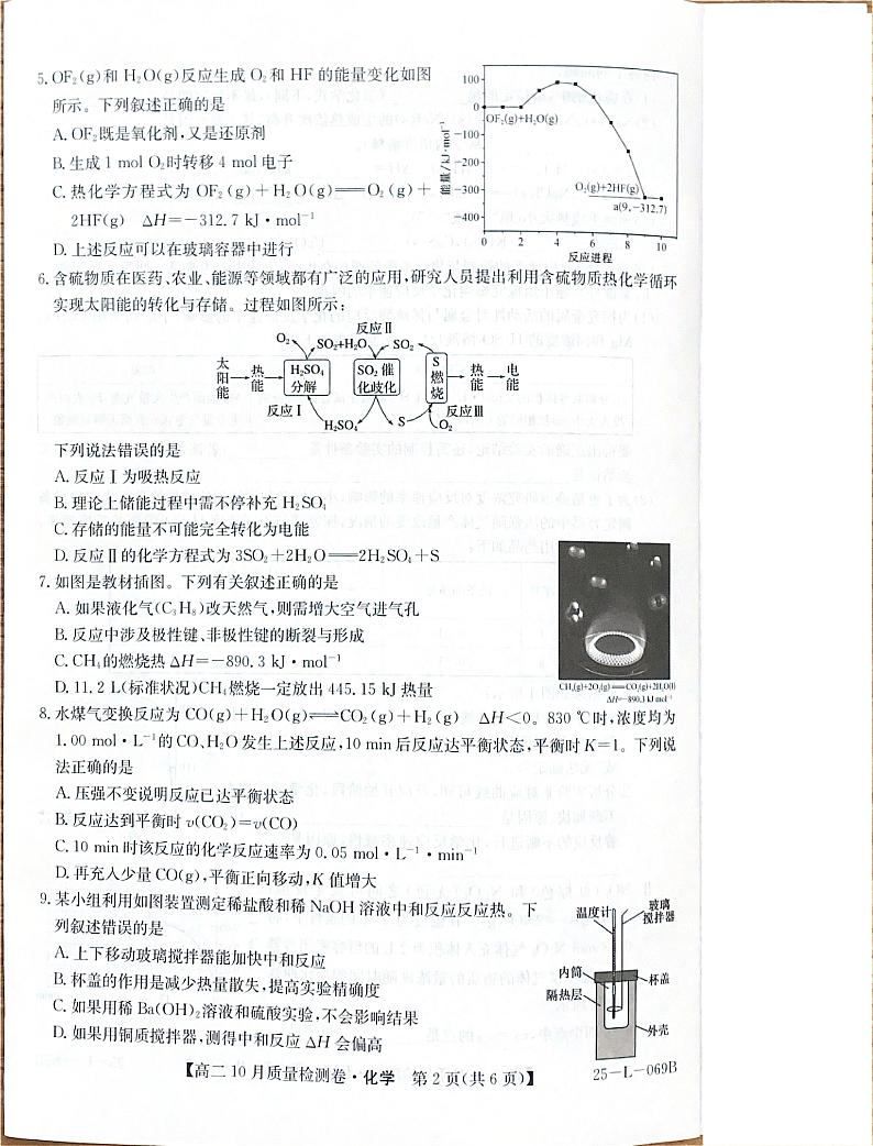 山西省卓越联盟2024-2025学年高二上学期10月月考化学试题02