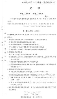 2025届雅礼中学高三上学期月考（二）化学试题+答案