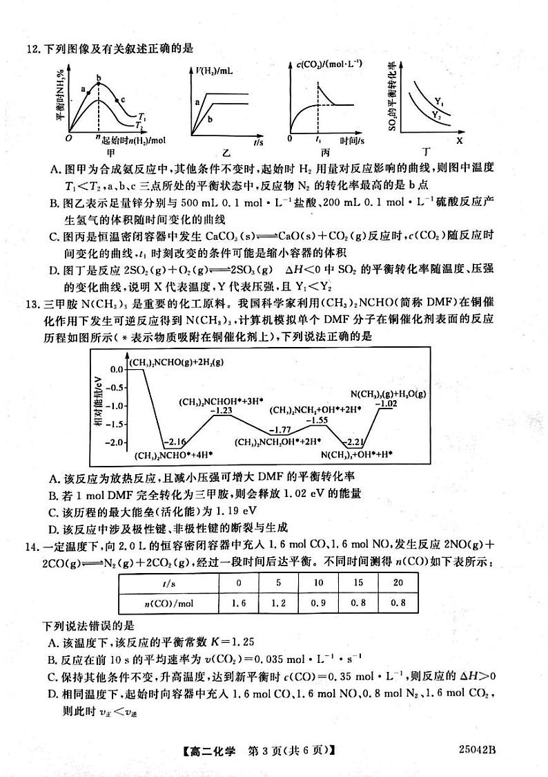 河南省周口市鹿邑县第二高级中学2024-2025学年度上学期高二化学10月份质量检测试卷及答案详解第3页