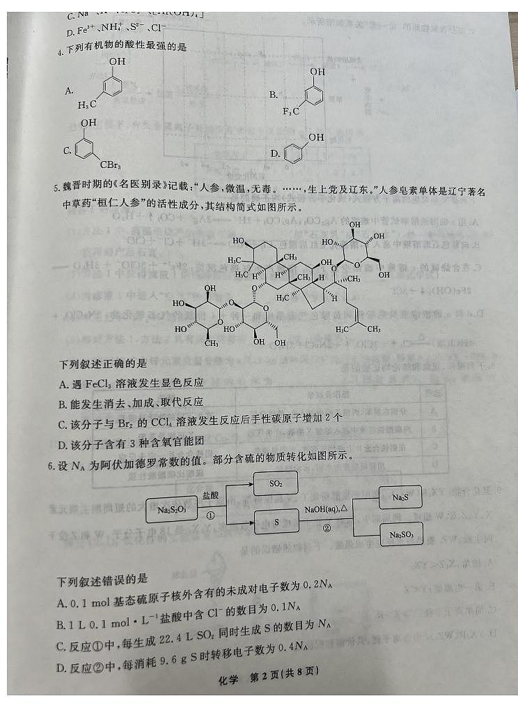 2025届辽宁名校联盟高三10月名校联考化学试题（含答案）第2页