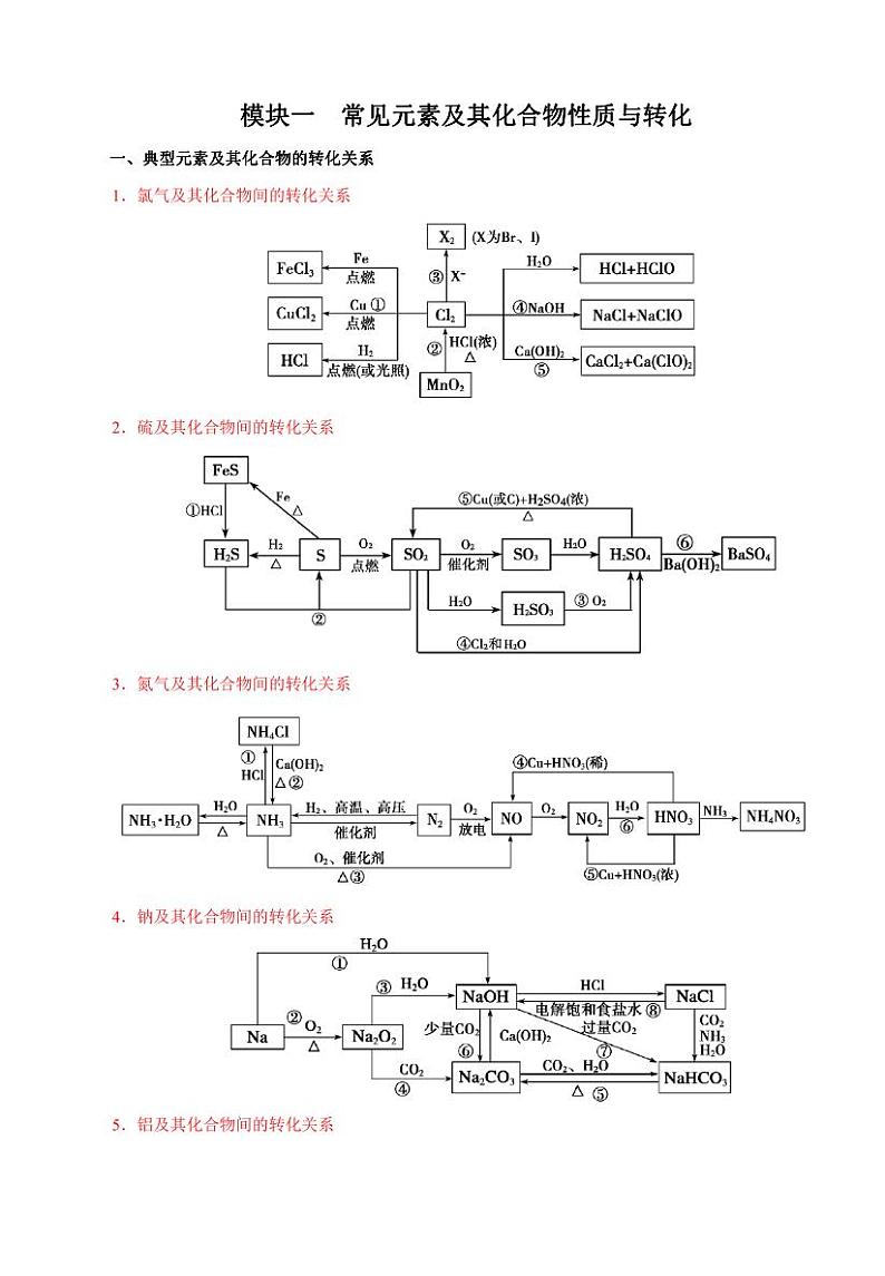 高考化学必背知识与解题秘籍：模块1.1 常见元素及其化合物性质与转化（学案）01