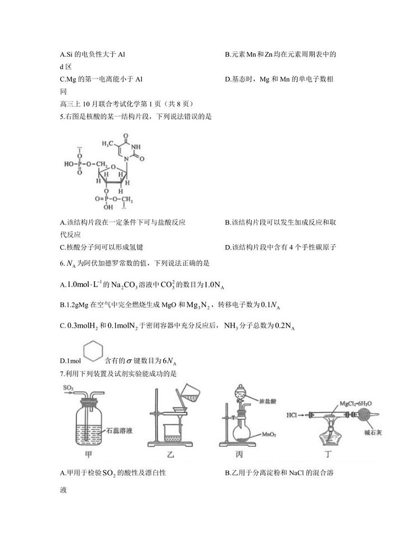 [化学]重庆拔尖强基联盟高2025届高三上学期10月联合考试月考试卷(有答案)第2页