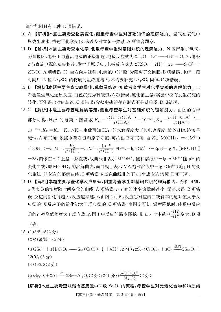 广西部分示范性高中2025届高三上学期摸底质检试卷+化学答案第2页