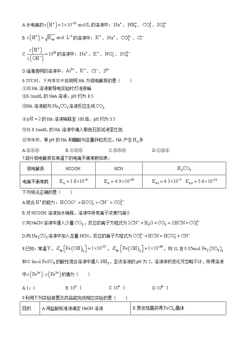 吉林省长春市第十一中学2024-2025学年高二上学期第一次月考化学(无答案)第2页