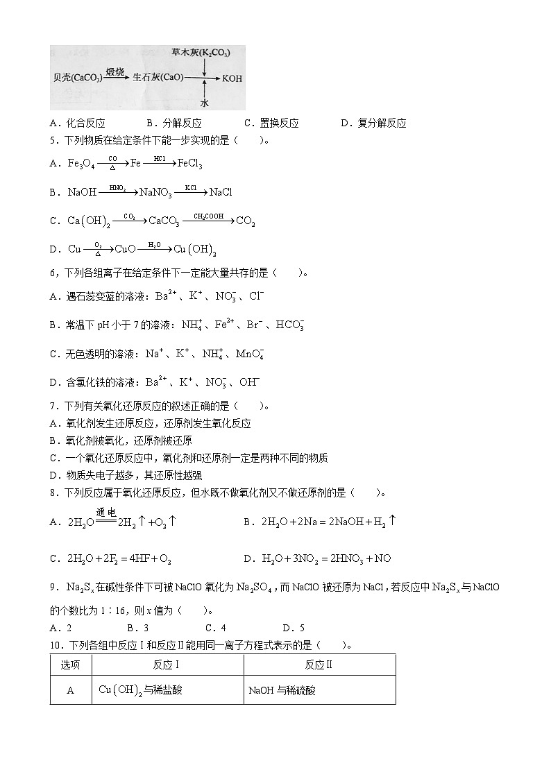 广西南宁沛鸿民族中学2024-2025学年高一上学期10月月考化学试题(无答案)第2页