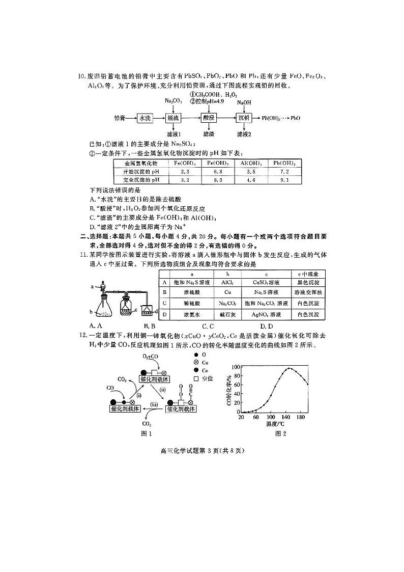山东省新高考联合质量测评2024-2025学年高三上学期10月联考+化学试题第3页