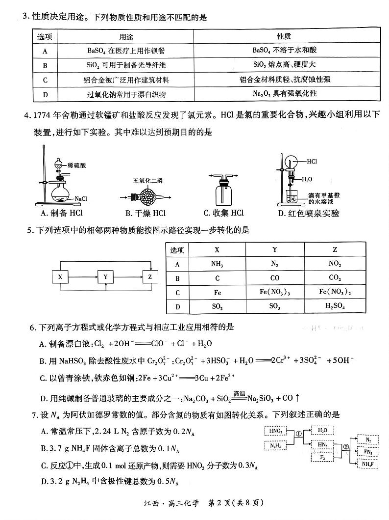 江西省上进联考2024-2025学年高三上学期10月月考化学试题第2页