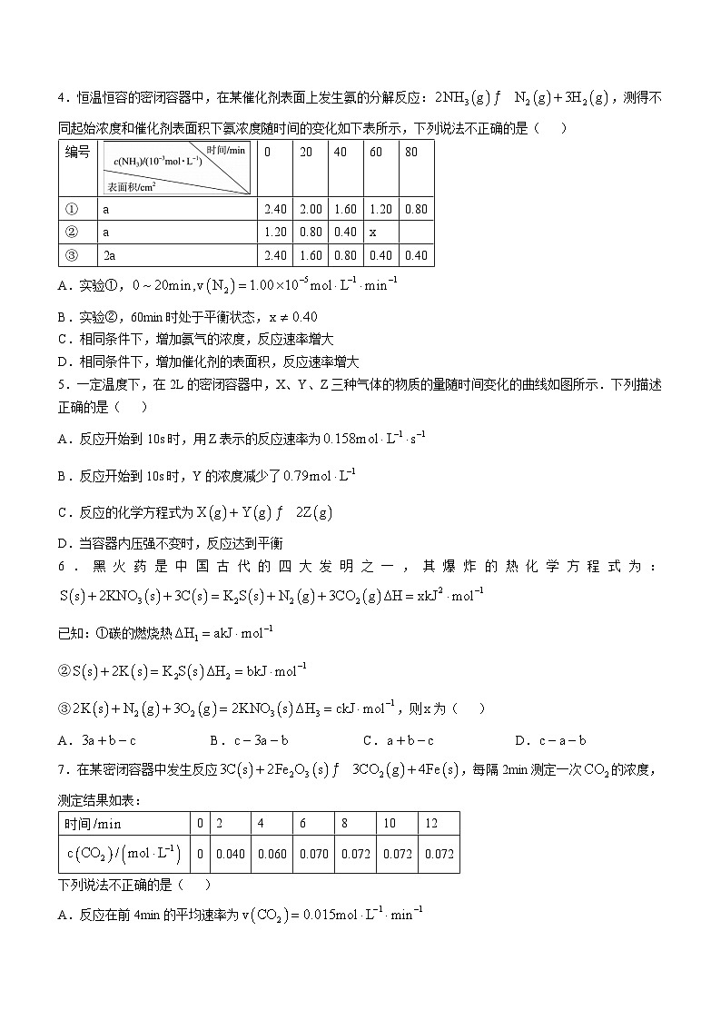 安徽省亳州市2024-2025学年高二上学期10月月考 化学试题第2页