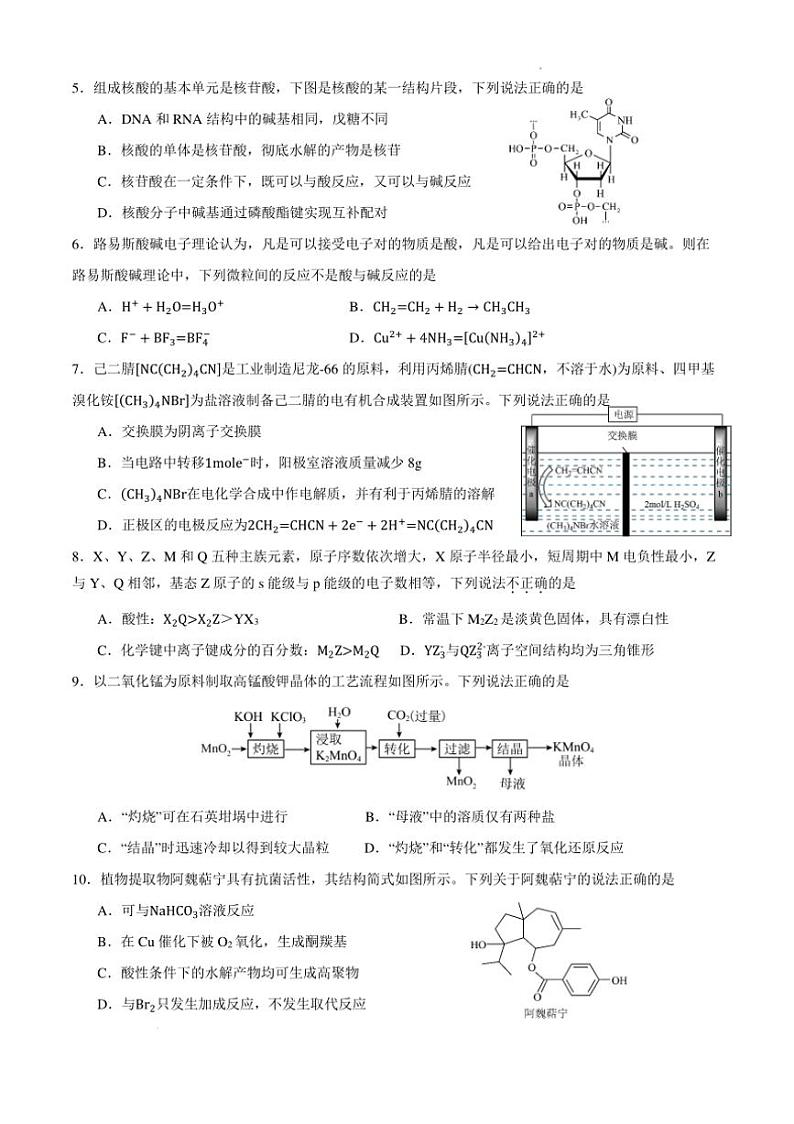 [化学]四川成都石室中学2025届高三上学期10月月考试题(有答案)第2页
