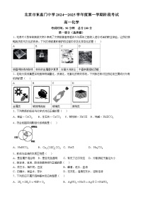 北京市东直门中学2024-2025学年高一上学期10月月考 化学试题(无答案)