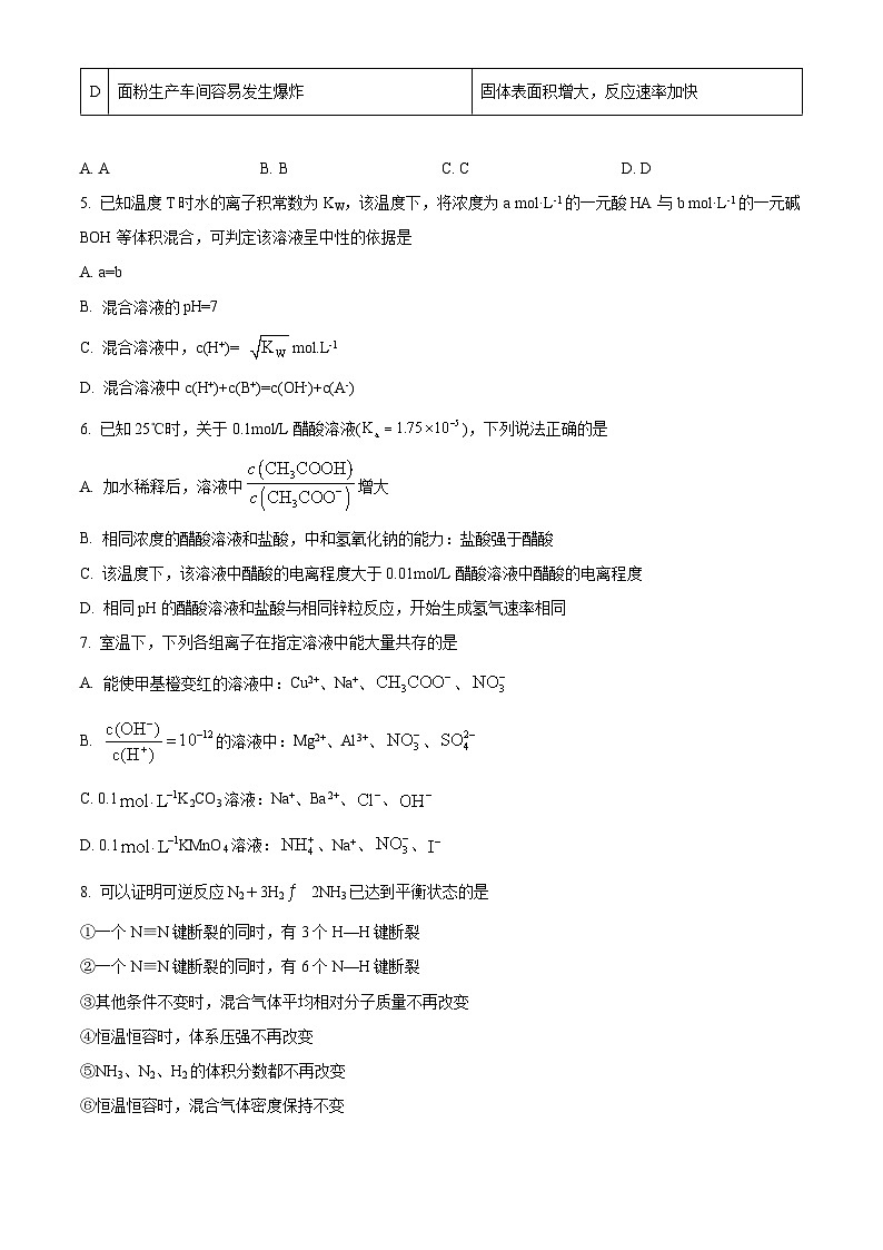 湖南省长沙市雅礼中学2024-2025学年高二上学期10月月考化学试题（Word版附解析）02