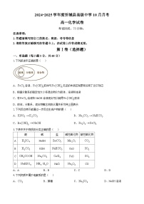 广西来宾市忻城县高级中学2024-2025学年高一上学期10月月考 化学试题(无答案)