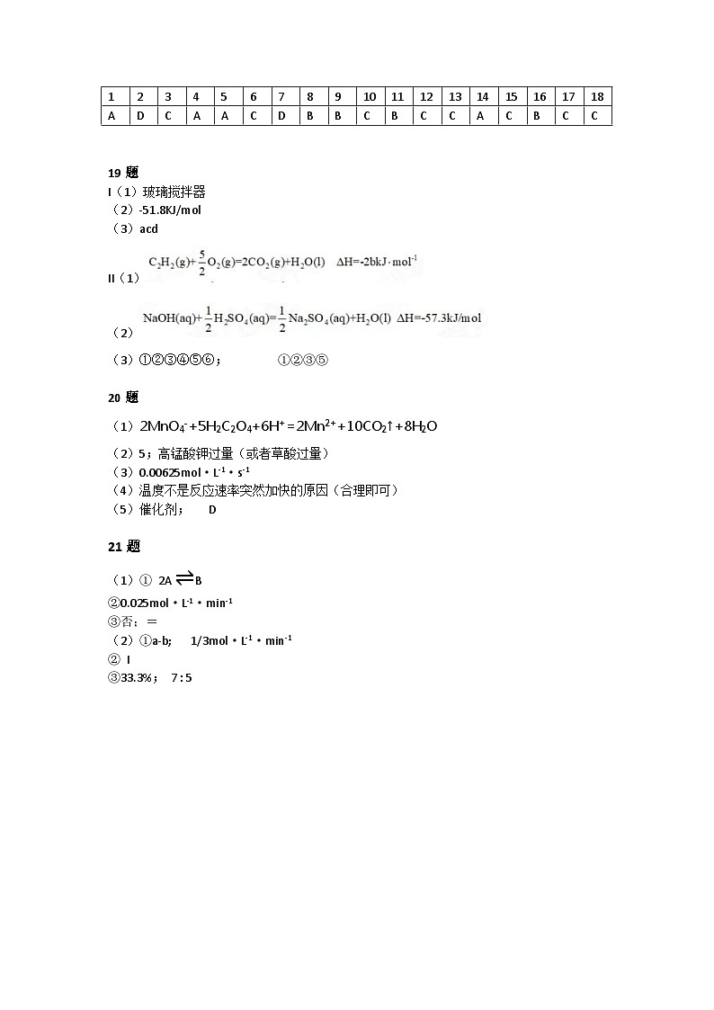 答案——2024年10月9日高二化学2024-2025第一次评估第1页