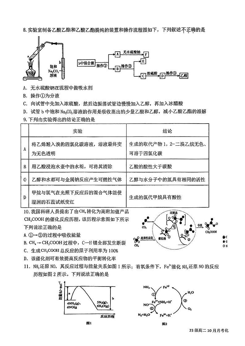 南宁市邕宁高中2024秋季期高二上学期10月月考试题化学第3页