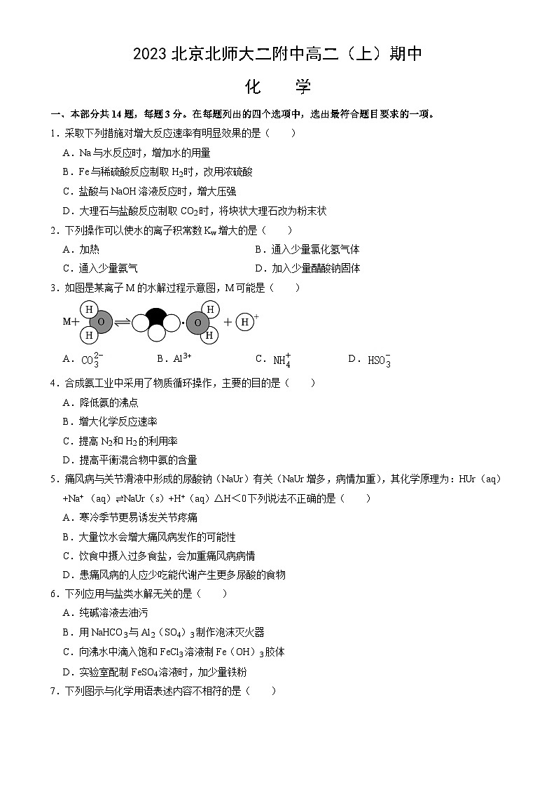 2023北京北师大二附中高二上学期期中化学试卷（教师版）第1页
