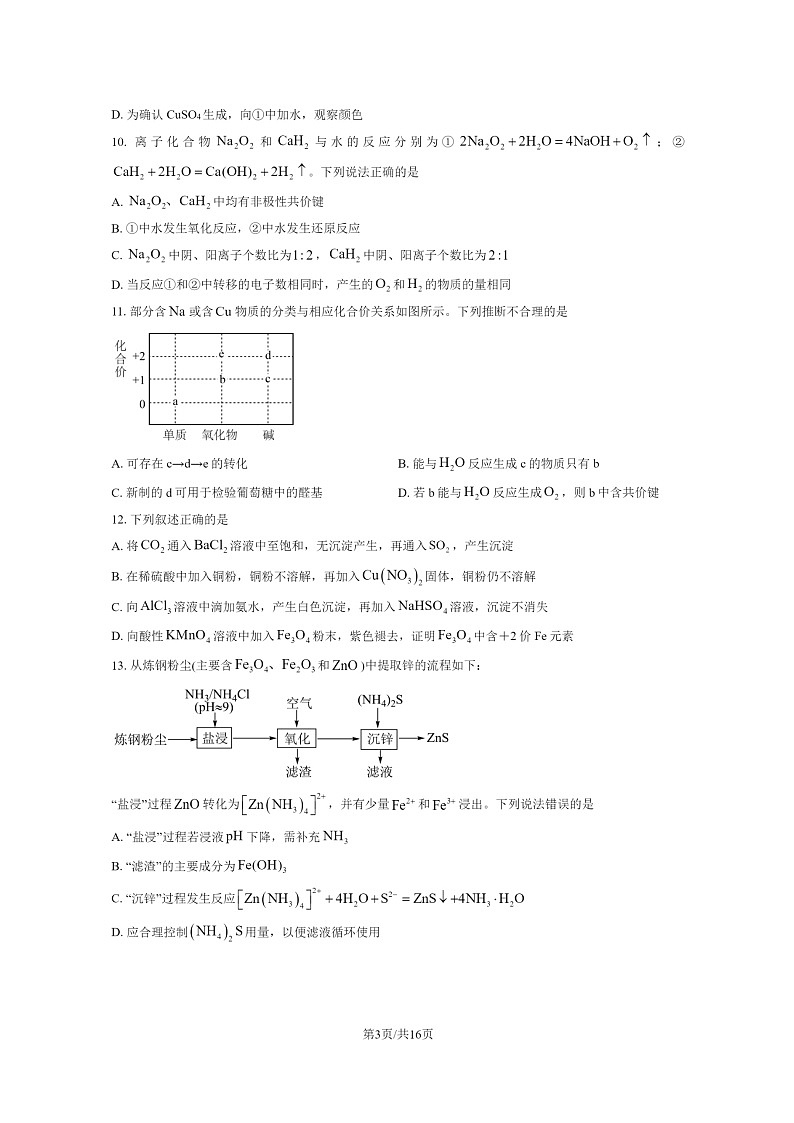 [化学]2024北京北师大二附中高三上学期10月月考试卷及答案第3页