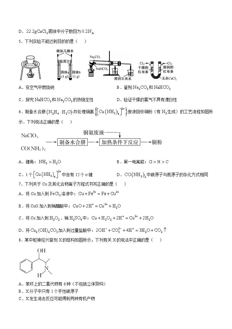 甘肃省金昌市永昌县第一高级中学2024-2025学年高三上学期第一次月考 化学试卷第2页