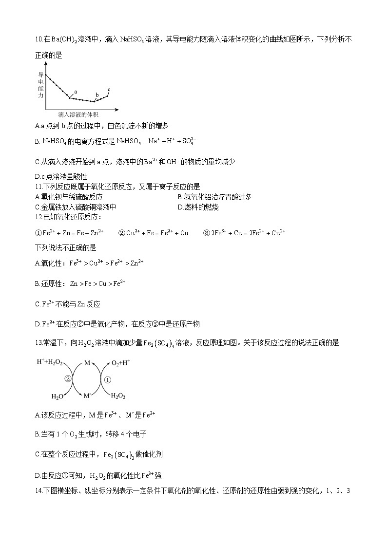 安徽省马鞍山市第二中学2024-2025学年高一上学期10月月考 化学试卷(无答案)第3页