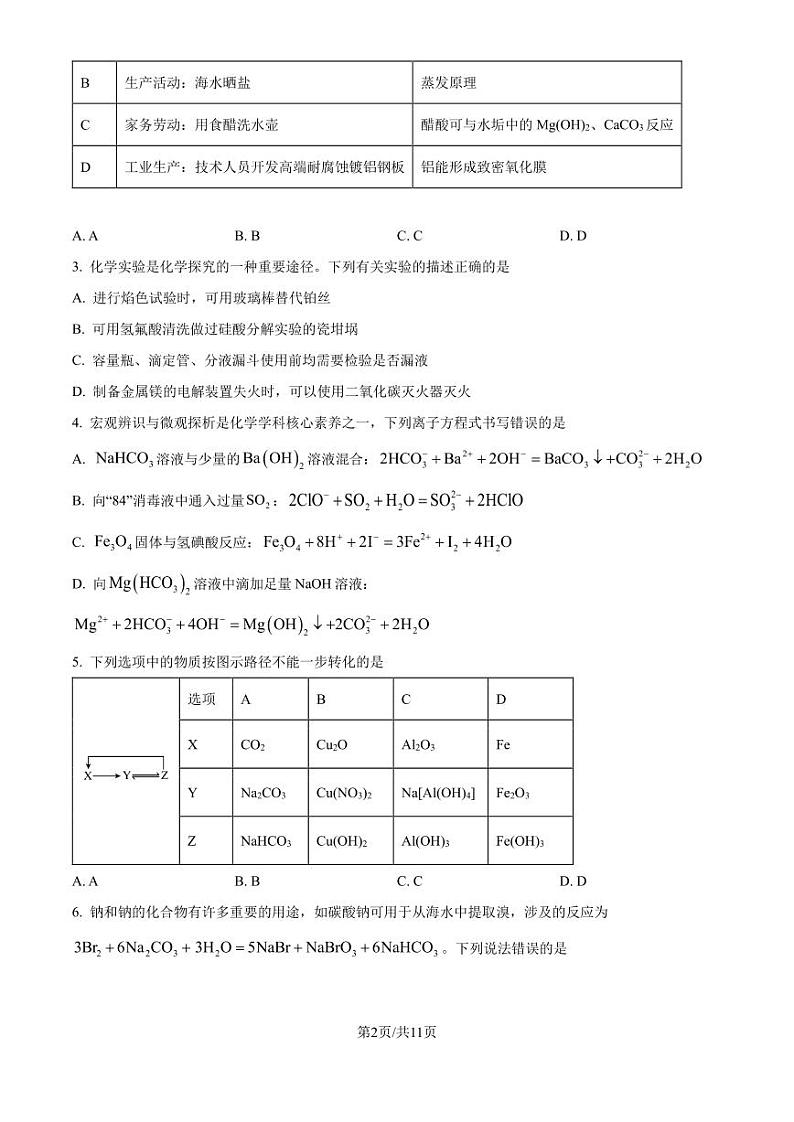 2025届山东省高三上学期10月大联考化学试题（含答案）第2页