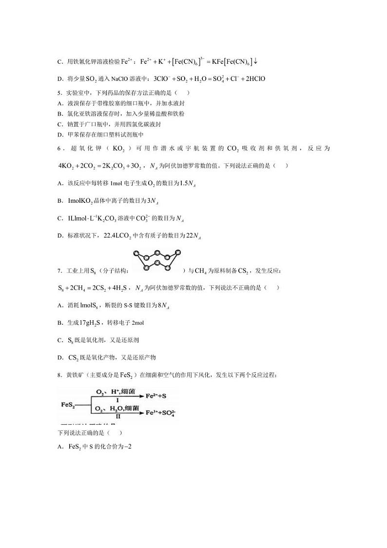 [化学]辽宁省沈阳市重点学校2024～2025学年高三上学期10月月考试卷(有答案)第2页
