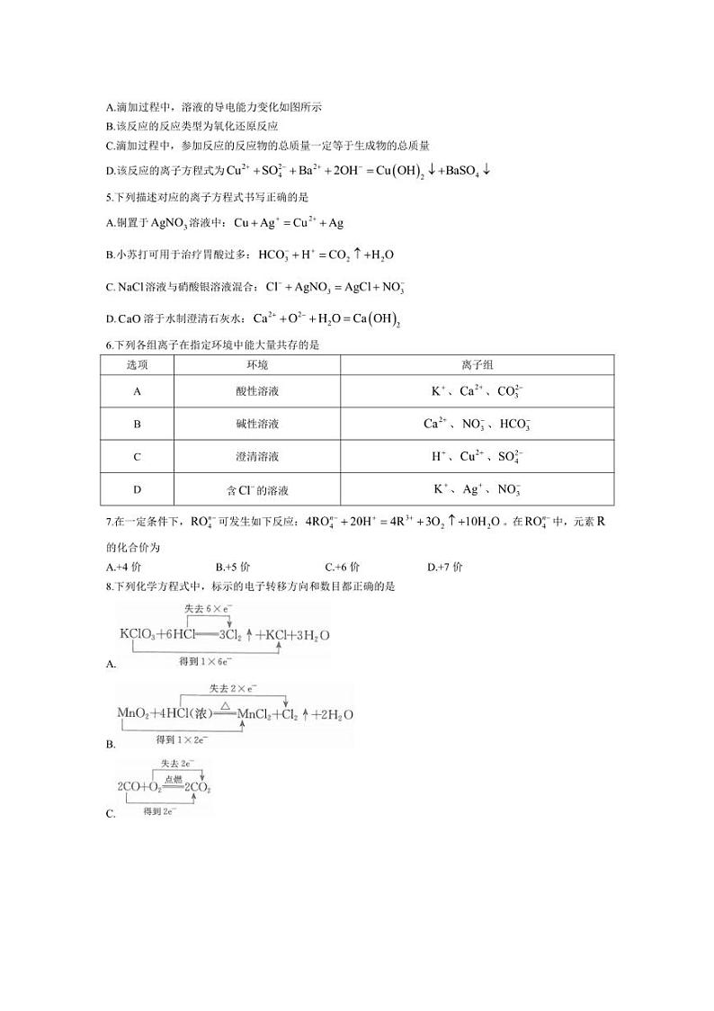 [化学]河南省长垣县育才高中2024～2025学年高一上学期模拟选科走班调考月考试题(有答案)第2页